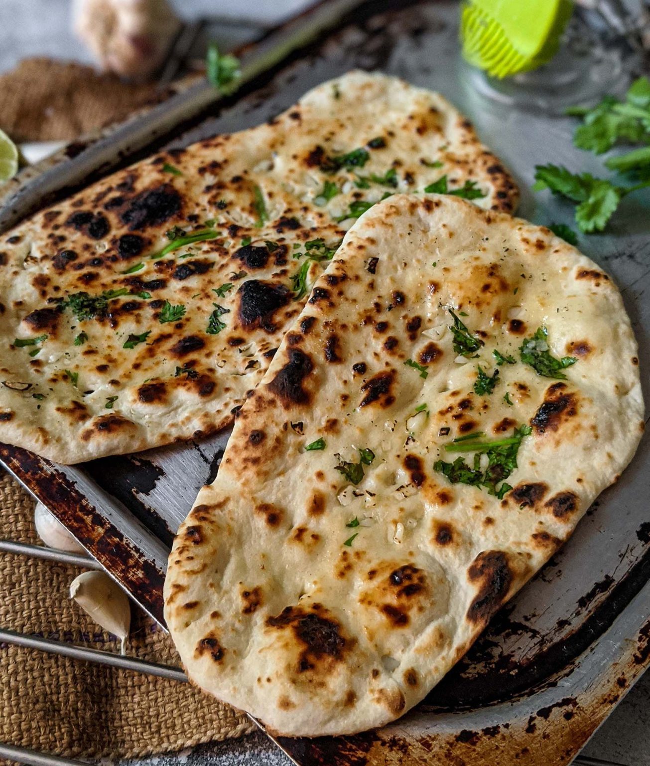 Garlic naan - no yeast and no tandoor - Chomp Slurrp Burp