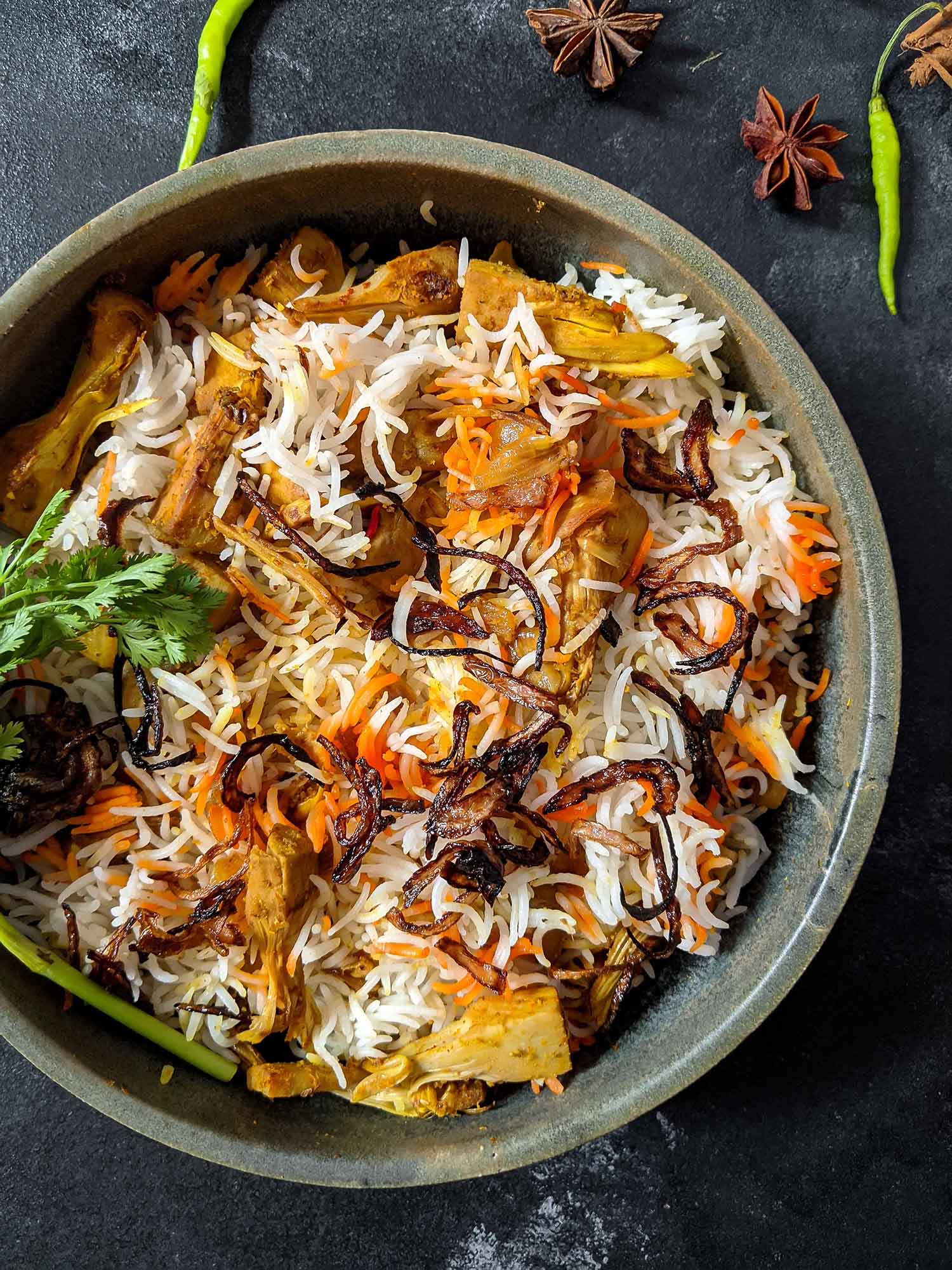 Kathal Biryani - easy vegetarian recipe - ChompSlurrpBurp